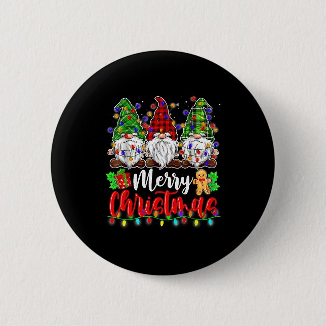 Macaron Rond 5 Cm Gnomes Merry Christmas Light Gnome Xmas  (Devant)