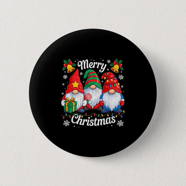 Macaron Rond 5 Cm Gnomes Xmas drôle Joyeux Noël Gnomes Hommes Femmes (Devant)
