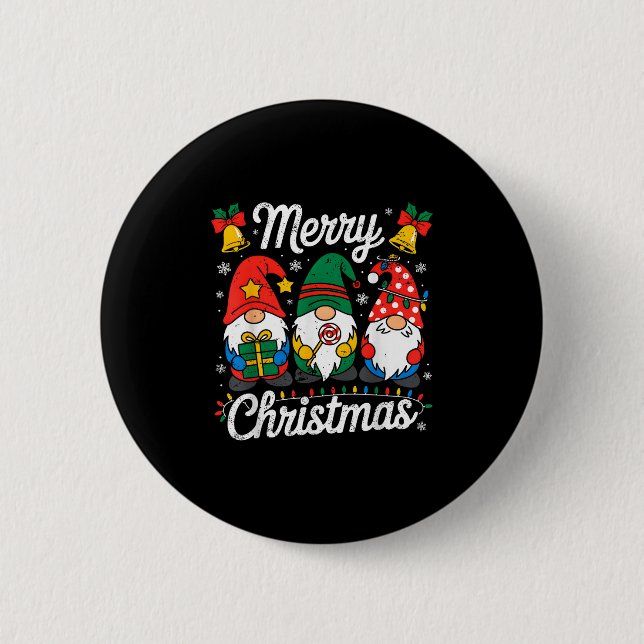 Macaron Rond 5 Cm Gnomes Xmas drôle Joyeux Noël Gnomes Hommes Femmes (Devant)