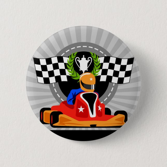 Macaron Rond 5 Cm Go Kart cadeau d'anniversaire (Devant)