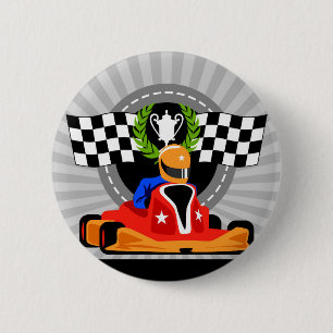 Macaron Rond 5 Cm Go Kart cadeau d'anniversaire