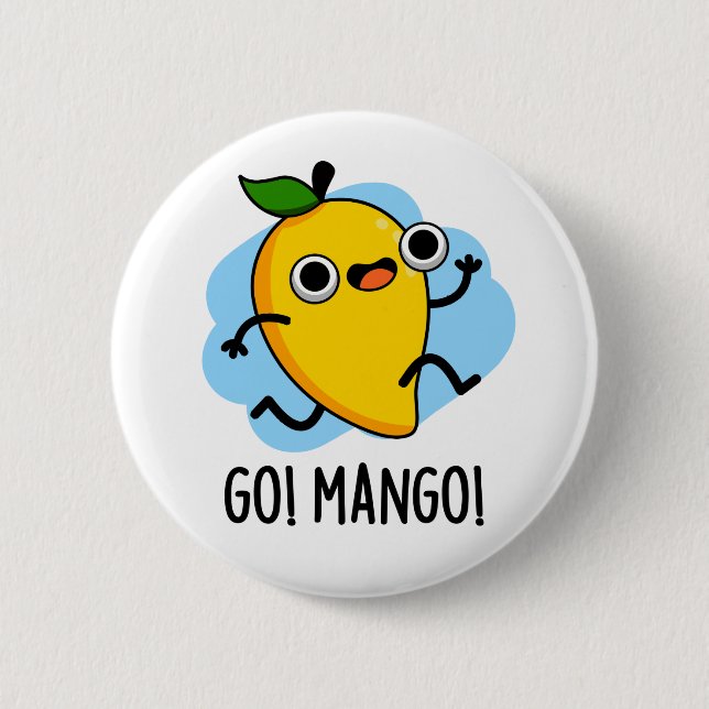Macaron Rond 5 Cm Go Mango Funny Courir Mango Pun (Devant)
