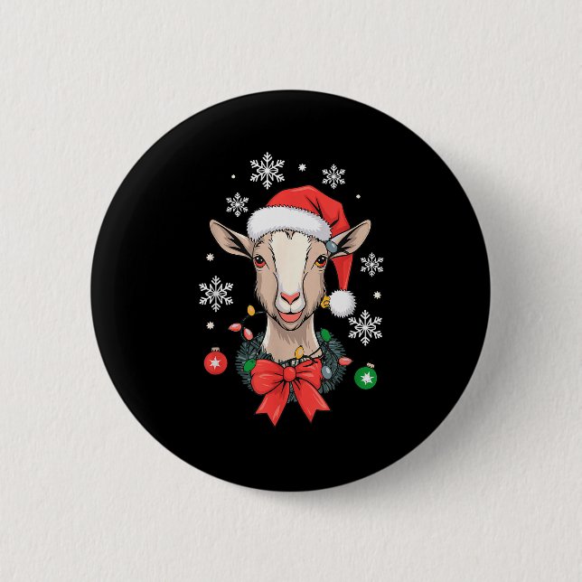 Macaron Rond 5 Cm Goat Christmas  (Devant)