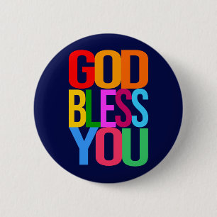 Macaron Rond 5 Cm GOD BLESS YOU Positive colorful