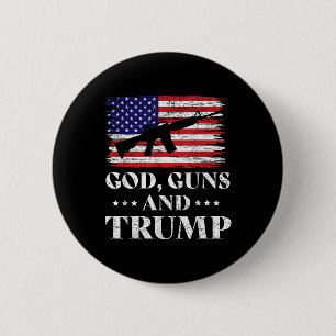 Macaron Rond 5 Cm God Guns Et Trump Shirt, Donald Trump Pour