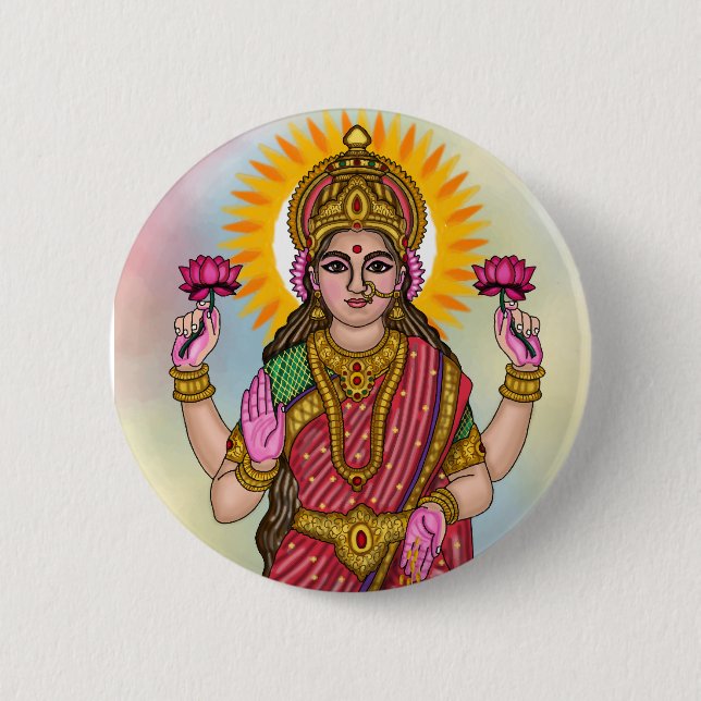 Macaron Rond 5 Cm Goddess Lakshmi Button (Devant)