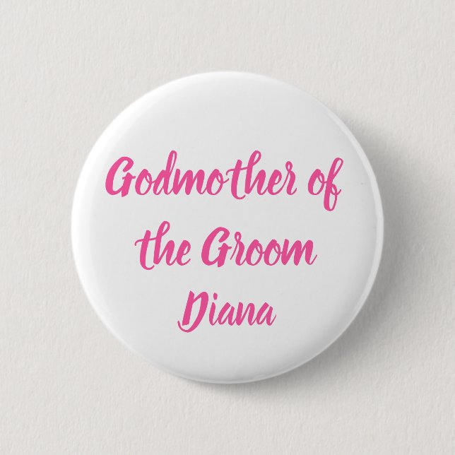 Macaron Rond 5 Cm Godmère du Mariage de nom personnalisé rose Groom (Devant)