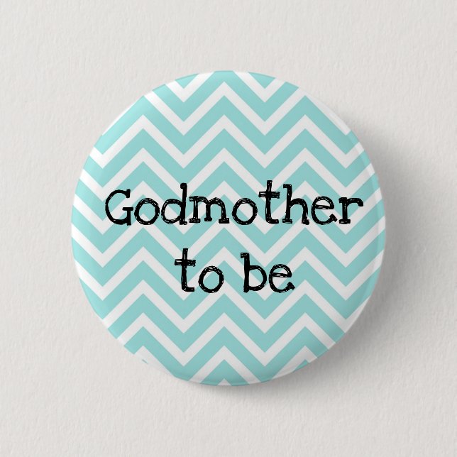 Macaron Rond 5 Cm Godmère être turquoise Chevron Baby shower pin (Devant)