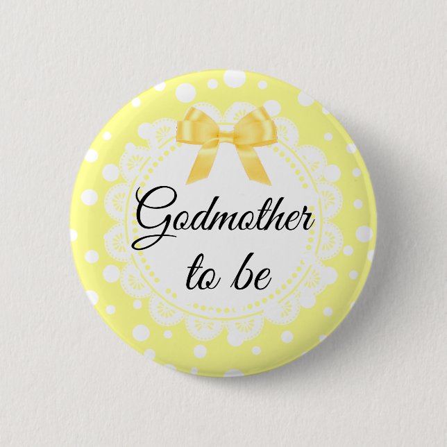 Macaron Rond 5 Cm Godmère Pour Être Jaune Polka Dot Douche Bouton (Devant)