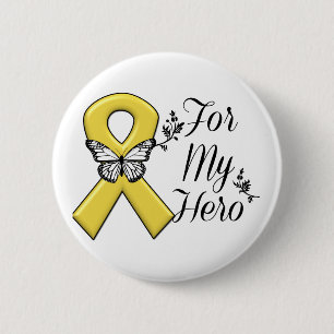 Macaron Rond 5 Cm Gold Awareness Ribbon For My Hero