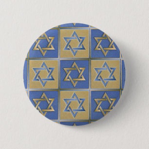 Macaron Rond 5 Cm Gold Blue Star de David Art Panels