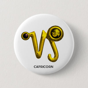 MACARON ROND 5 CM GOLD CAPRICORN / ZODIAC SIGN JEWEL