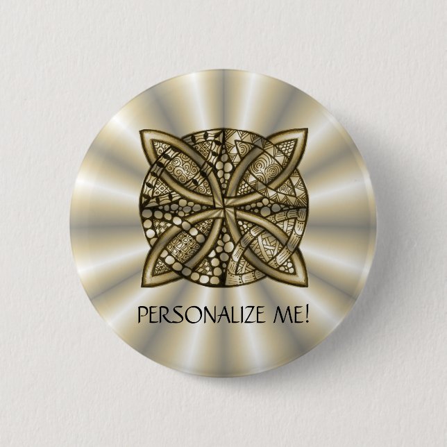 Macaron Rond 5 Cm Gold Celtic Knot Design artistique original (Devant)