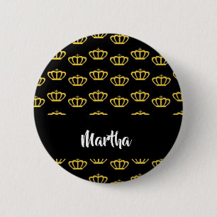 Macaron Rond 5 Cm Gold crowns on black