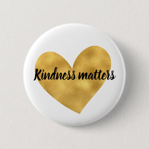Macaron Rond 5 Cm Gold Heart Kindness Matters citation inspirante