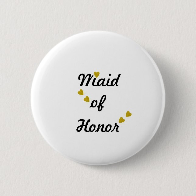 Macaron Rond 5 Cm Gold Heart Maid of Honor (Devant)