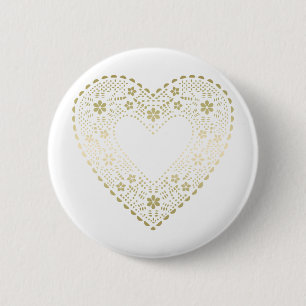 Macaron Rond 5 Cm Gold Lace Heart