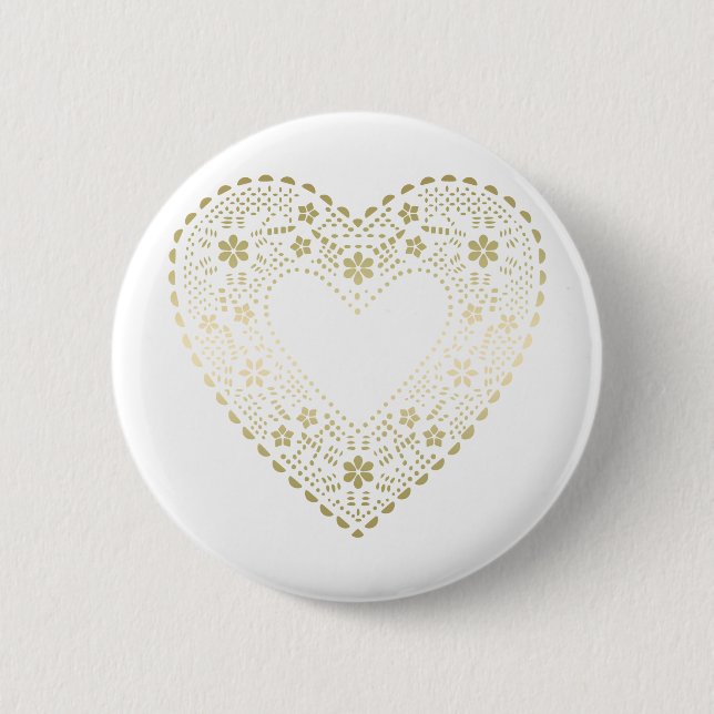 Macaron Rond 5 Cm Gold Lace Heart (Devant)