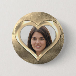 Macaron Rond 5 Cm Gold Photo Frame Heart
