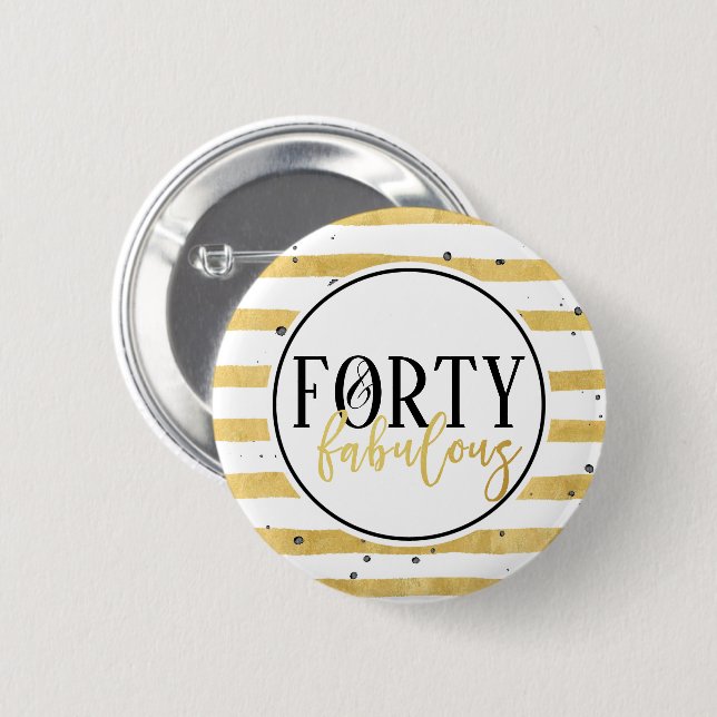 Macaron Rond 5 Cm Gold Quarty & Fabable Bouton Confetti Anniversaire (Devant & derrière)