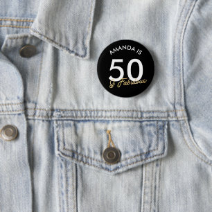 Macaron Rond 5 Cm Golden 50th et fabuleux cadeau d'anniversaire mode