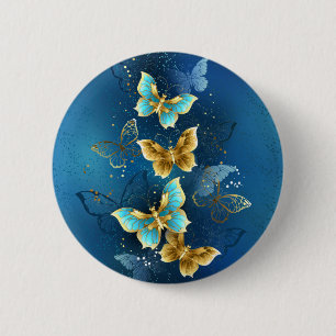 Macaron Rond 5 Cm Golden butterflies