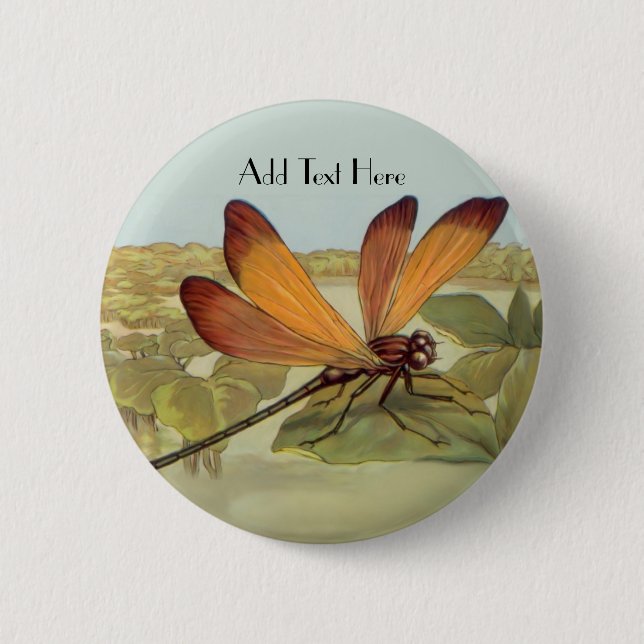 Macaron Rond 5 Cm Golden Dragonfly (Devant)