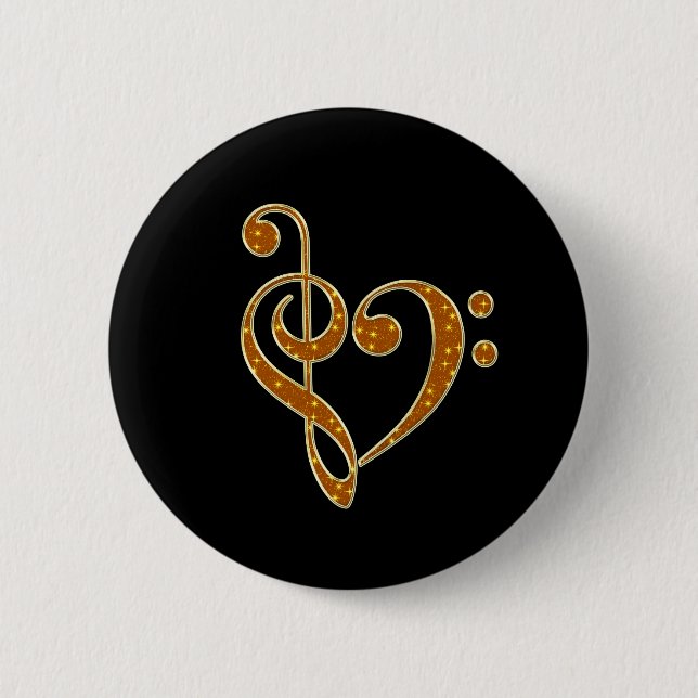 Macaron Rond 5 Cm Golden Love Musical Notes (Devant)