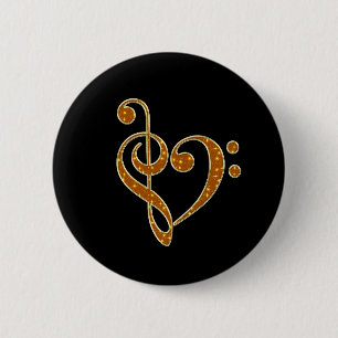 Macaron Rond 5 Cm Golden Love Musical Notes