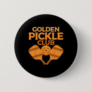 Macaron Rond 5 Cm Golden Pickle Club Funny Pickleball Joueurs Pickle