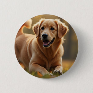 Macaron Rond 5 Cm Golden Retriever Chien