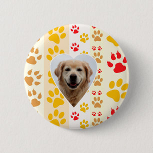 Macaron Rond 5 Cm Golden Retriever Chien Coeurs Pâtes Imprimer