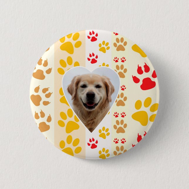 Macaron Rond 5 Cm Golden Retriever Chien Coeurs Pâtes Imprimer (Devant)