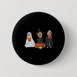 Macaron Rond 5 Cm Golden Retriever Ghost Halloween Tricoter Ou Treat