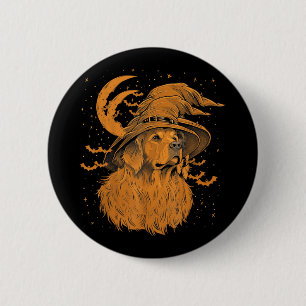 Macaron Rond 5 Cm Golden Retriever Halloween Chien Maman Drôle Sorci