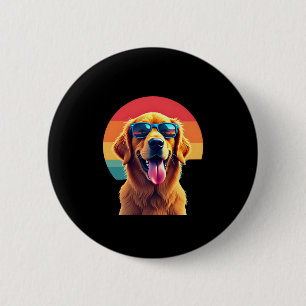 Macaron Rond 5 Cm Golden Retriever pour enfants garçons filles lunet