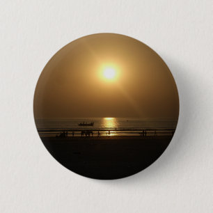 Macaron Rond 5 Cm Golden Summer Sunset Réflexion sur la plage
