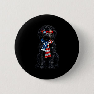Macaron Rond 5 Cm Goldendoodle 4 juillet patriotique noir doré