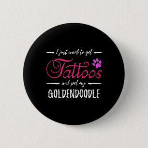 Macaron Rond 5 Cm Goldendoodle Amoureux des chiens Tattoo Funny Chie
