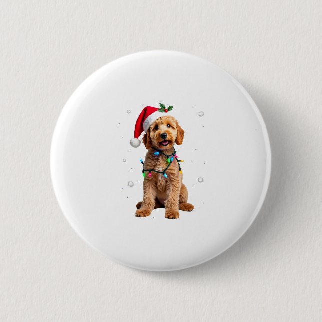 Macaron Rond 5 Cm Goldendoodle Dog Tree Christmas Sweater Xmas Pet D (Devant)
