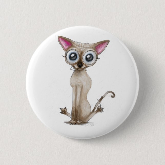 Macaron Rond 5 Cm Golemn le chat (Selkirk Rex) (Devant)