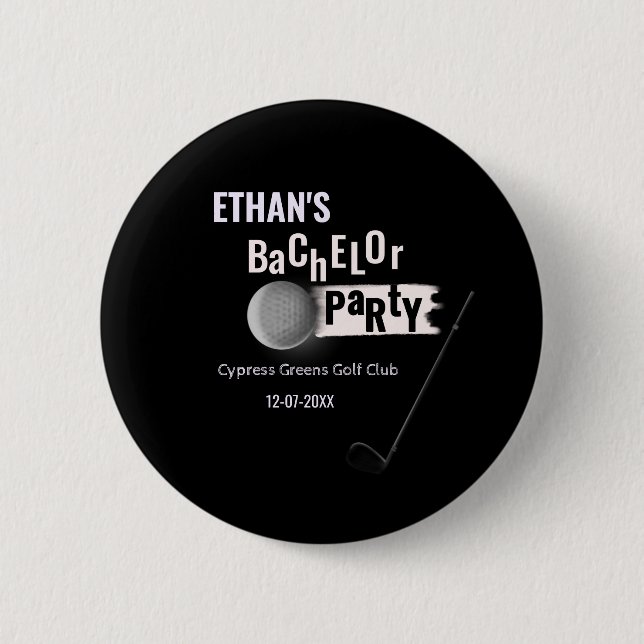 Macaron Rond 5 Cm Golf blanc Noir Golf Bachelor Partee Golf (Devant)