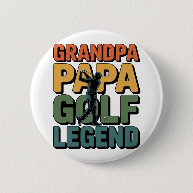 Macaron Rond 5 Cm Golf Legend Grand Papa (Devant)