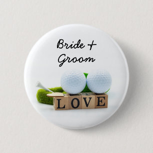 Macaron Rond 5 Cm Golf mariage marié marié avec amour