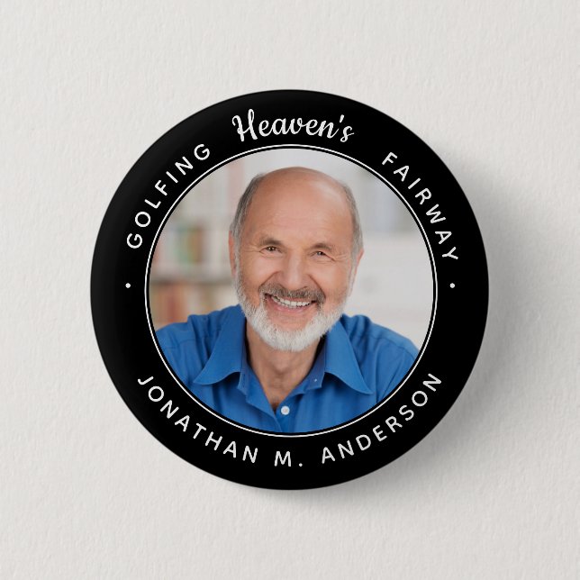 Macaron Rond 5 Cm Golf Memorial Heaven Sympathy Golfo Photo (Devant)