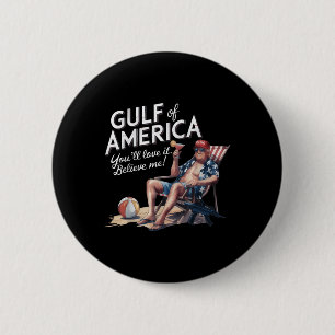 Macaron Rond 5 Cm Golfe De L'Amérique Amusante Trump Plage De L'Usa