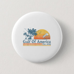 Macaron Rond 5 Cm Golfe De Usa America Est 2025 Plage Vintage Rétro