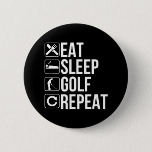 Macaron Rond 5 Cm Golfer Funny Mange Sommeil Golf Répéter