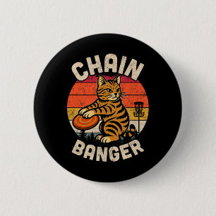 Macaron Rond 5 Cm Golfeur de disque rétro vintage chaîne de chat Nge