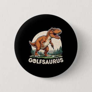 Macaron Rond 5 Cm Golfeur dinosaure Golf Dinosaur T-rex jouant au go